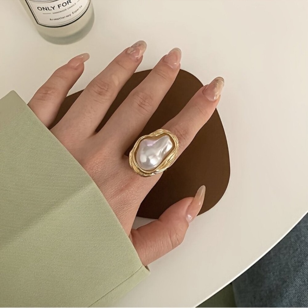 NEW❗️Elegant Gold and Pearl Adjustable Ring. Stylish Ring 🤍 (A2-83)